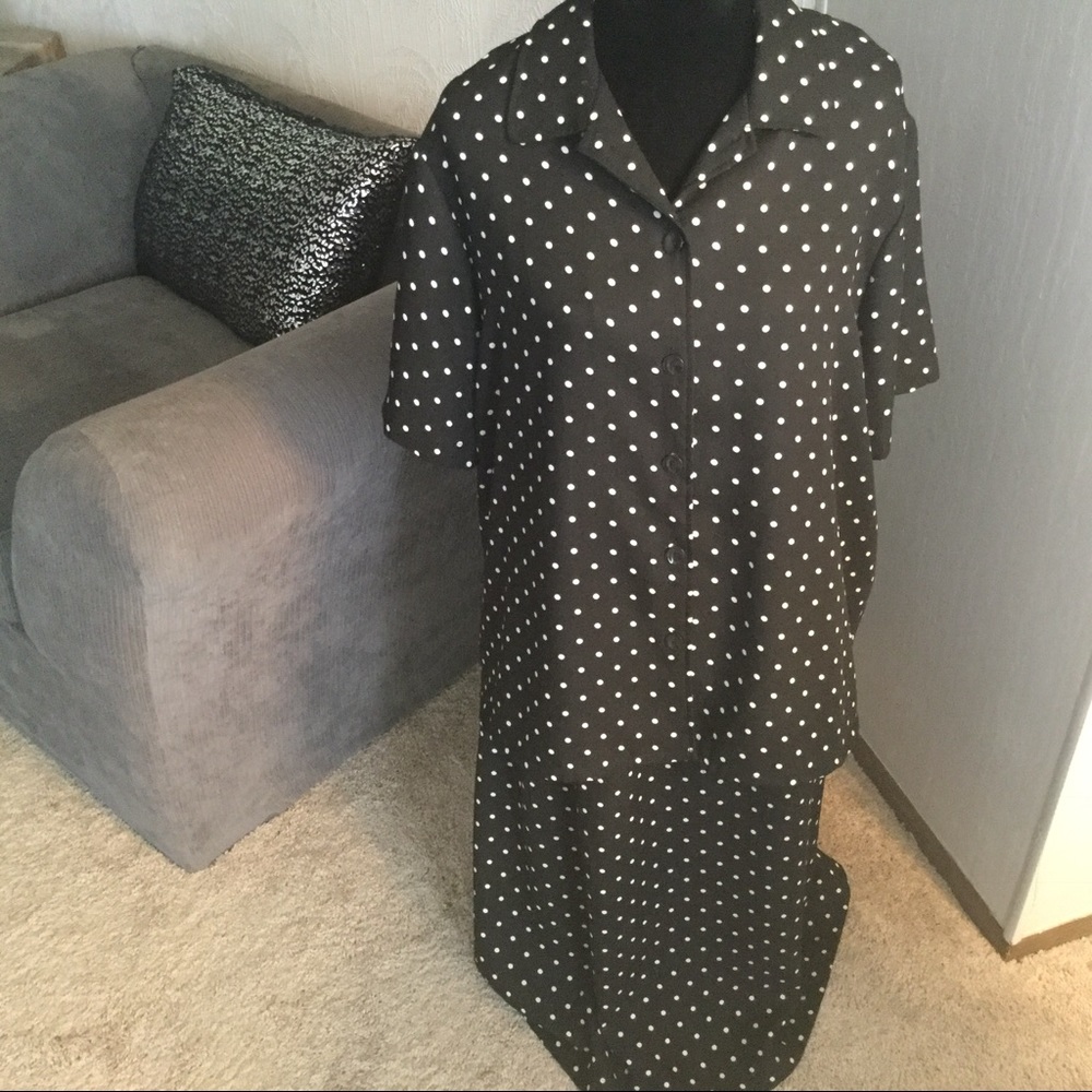 Black/white polka dots Skirt Set